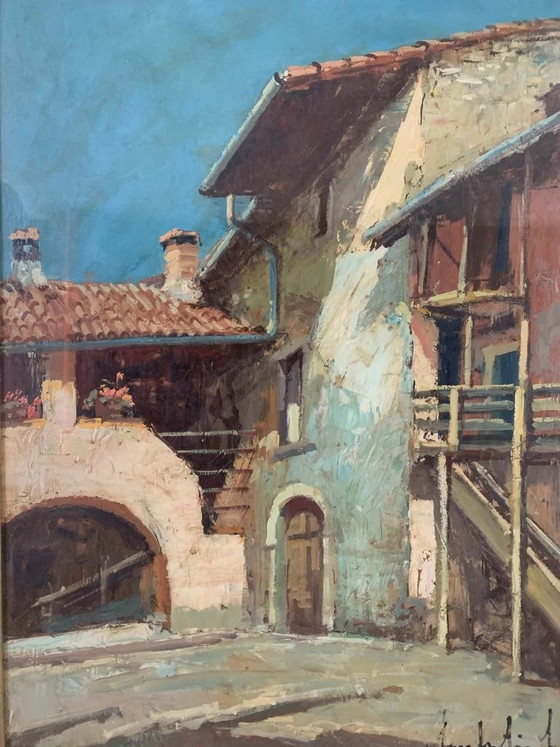 Peinture à l'huile sur toile de Lamberto Lamberti, années 1950, Peintures et dessins (photo 2 sur 3)