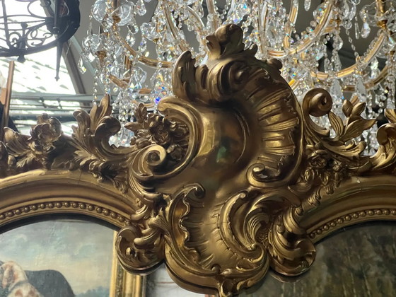 Miroir hauteur 214 cm, cheminée style Louis XV., Bois (photo 7 sur 17)