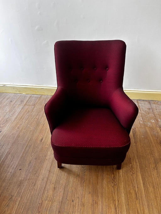 Deense Mid Century fauteuil met hoge rug 1960