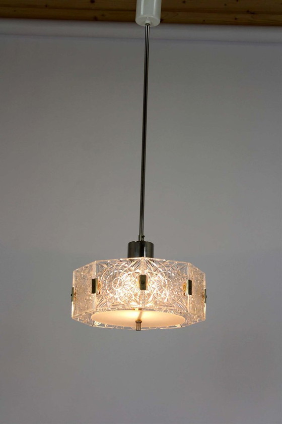 Image 1 of Vintage Sculptural Glass Pendant Lamp attributed to Kamenický Šenov, 1970s
