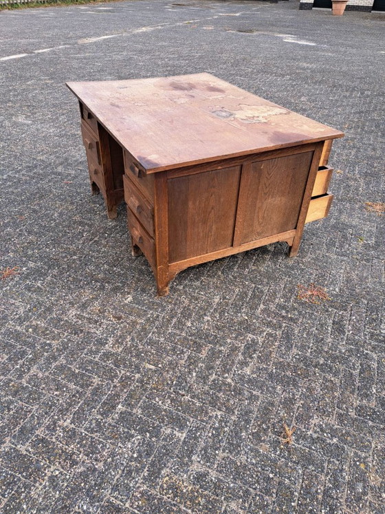 Scrivania doppia vintage in legno con cassetti originali – Scrivanie, Wood (photo 5 of 8)