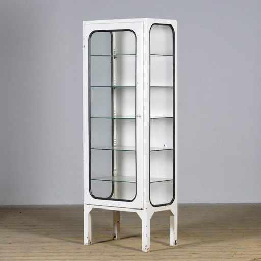 Vintage Iron And Glass Medical Cabinet, 1970’s