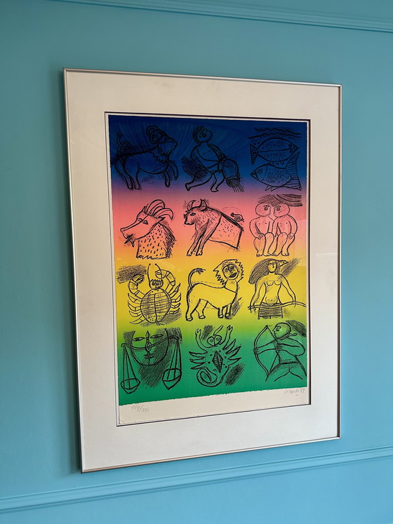 Image 1 of Vintage Corneille Serigrafía Signos del Zodiaco Multicolor
