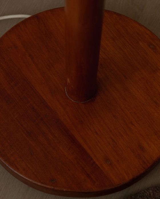 Image 1 of Lampada da terra vintage in teak con paralume in tessuto | Lampada da terra in stile scandinavo moderno | Anni '60-'70