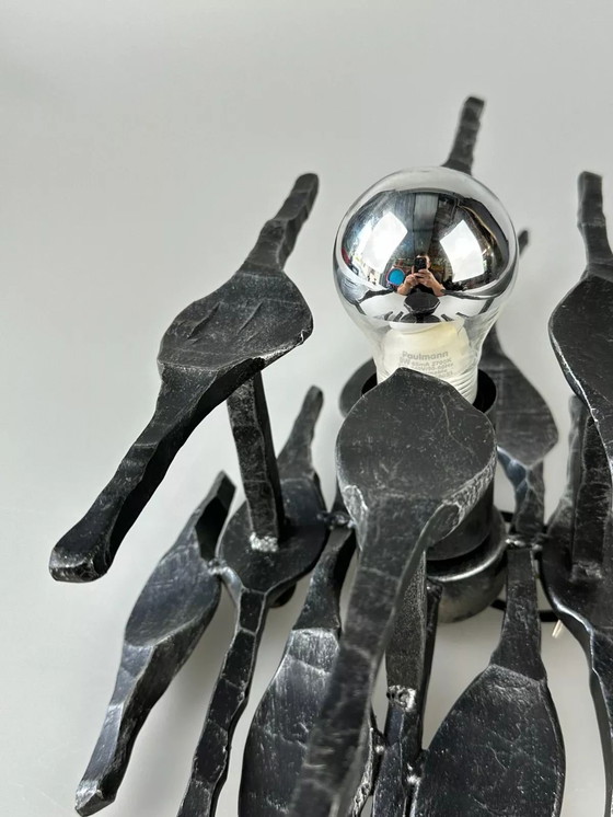 Image 1 of 60s 70s Brutalistische Wandlamp Wandlamp Ijzer & Glas Design Wandlamp