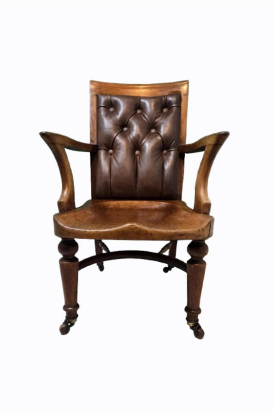 Image 1 of Antieke Engelse bureau- / library armstoel