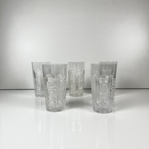 Set di 5 bicchieri highball in cristallo tagliato di Boemia, Repubblica Ceca