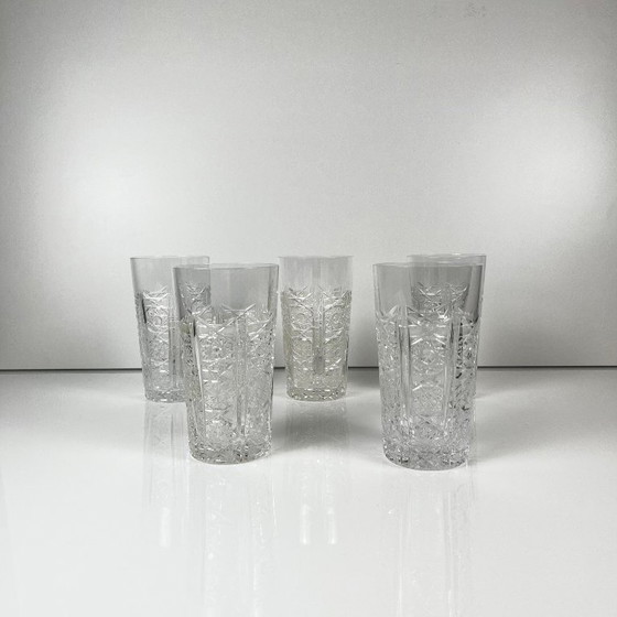 Image 1 of Set di 5 bicchieri highball in cristallo tagliato di Boemia, Repubblica Ceca