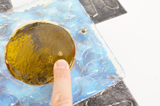 Image 1 of 2x Brutalistischer Wandleuchter aus Glas aus den 1960er Jahren von Tom Ahlström und Hans Ehrlich