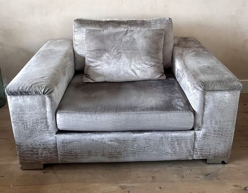 Croco velvet loveseat