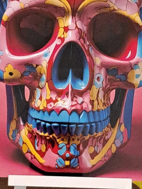 Image 1 of DEAD HEAD - Teschio Pink Pop - Stampa Giclée su lastra di alluminio