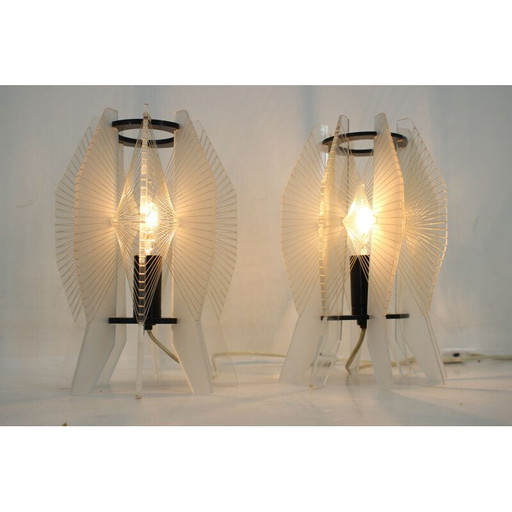 Coppia di lampade da tavolo vintage in stile spaziale anni '70
