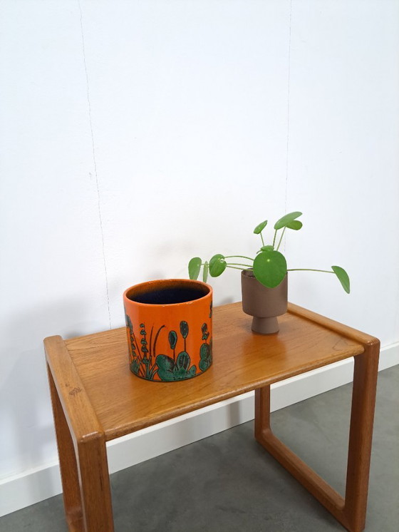 Image 1 of Pot de fleurs en céramique orange, Allemagne de l'Ouest, n° 4