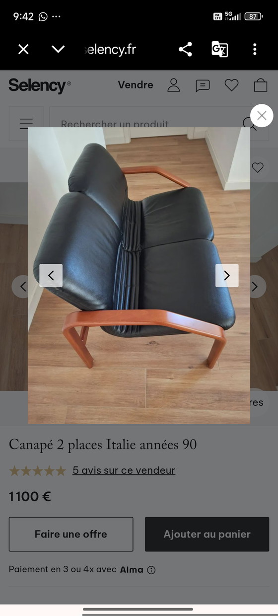 Image 1 of Vintage 2-seater leather sofa