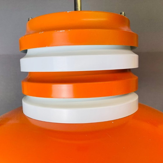 Image 1 of Grote oranje metalen eetkamerlamp in Space Age Scandinavische moderne stijl, jaren 70.