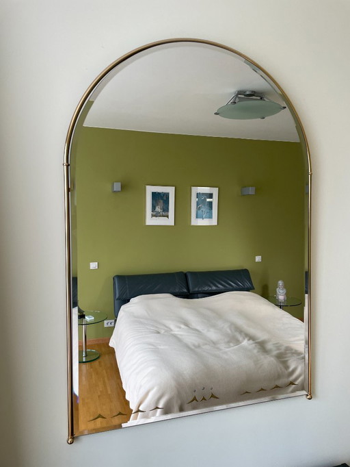 Art Deco arched mirror with brass frame – design wall mirror