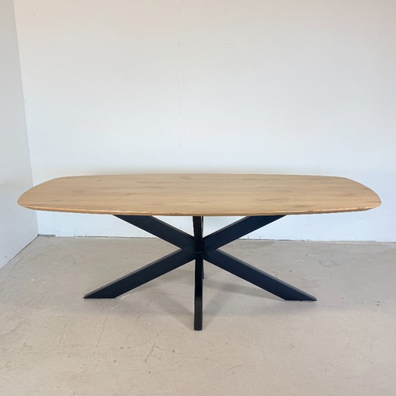Solid Oak Danish Oval Dining Table 220x100 cm – Robuuste tafels, Wood, Metal (photo 3 of 12)