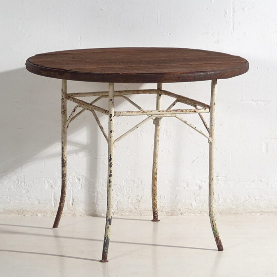 Tavolo rotondo da esterno in metallo antico (Francia, c.1900) – Tavoli da giardino, Wood, Iron (photo 8 of 22)