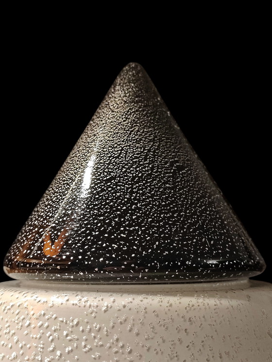 Image 1 of Lampe de table conique de Murano avec feuille d'argent