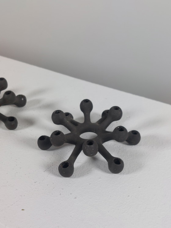 Image 1 of Pair of vintage mid-century Jens Quistgaard metal candlesticks, Denmark