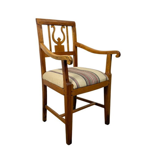 Niederländischer Empire-Sessel mit Lyra-Rückenlehne aus Kirschholz
