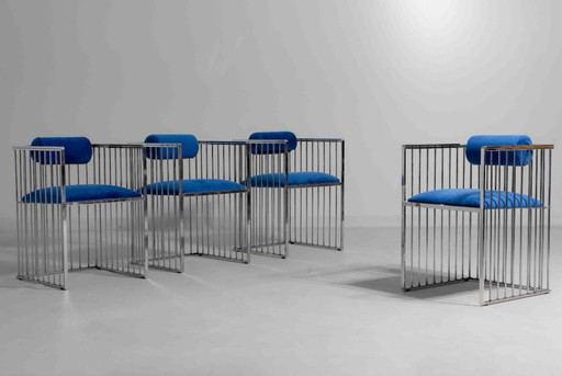 Chrom-Art-Deco-Käfigstühle