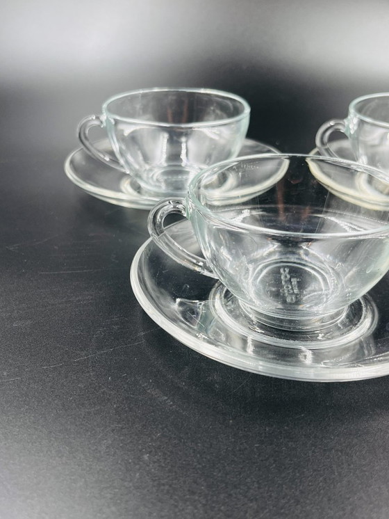 Image 1 of Set van 4 Arcopal glazen kop en schotels