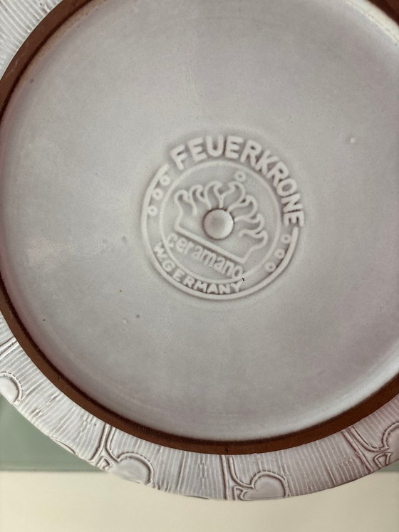 Bol en céramique vintage Ceramano Feuerkrone Sunflower, Allemagne de l'Ouest, années 1970, Vaisselle, Gris (photo 6 sur 8)
