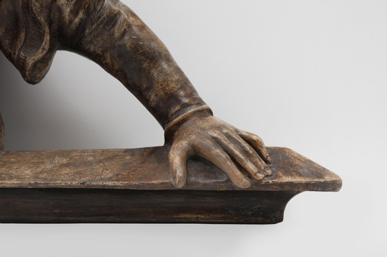 Image 1 of Rara statua o scultura antica in gesso di un giullare o di un burlone, Francia ca. 1880