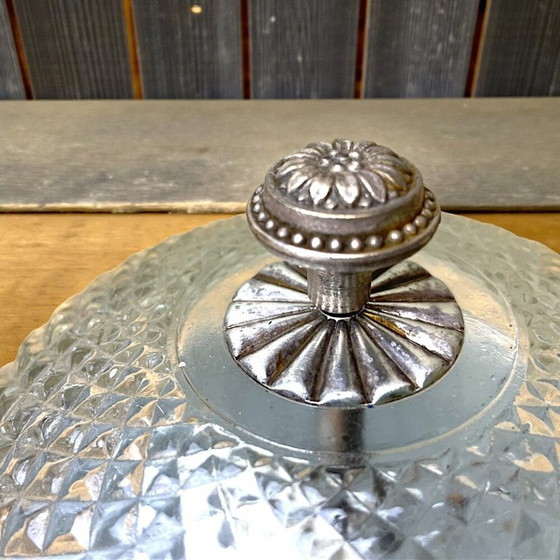 Image 1 of Rond, vlak gemonteerd glazen wand- of plafondlamp, jaren 90