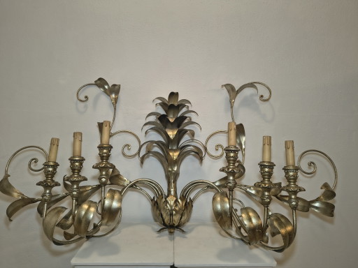 Lampada da parete, in metallo floreale 6 luci a più braccia, Argento – wandlampen