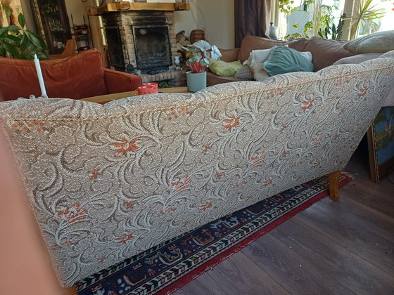 Image 1 of Vintage Scandinavische bank – gebogen houten armleuningen – jaren 50/60