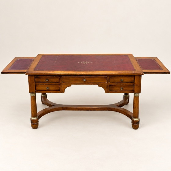 19th Century French Empire Style Mahogany Desk, Leather with Extensions, Wood, Brown (photo 2 of 9)