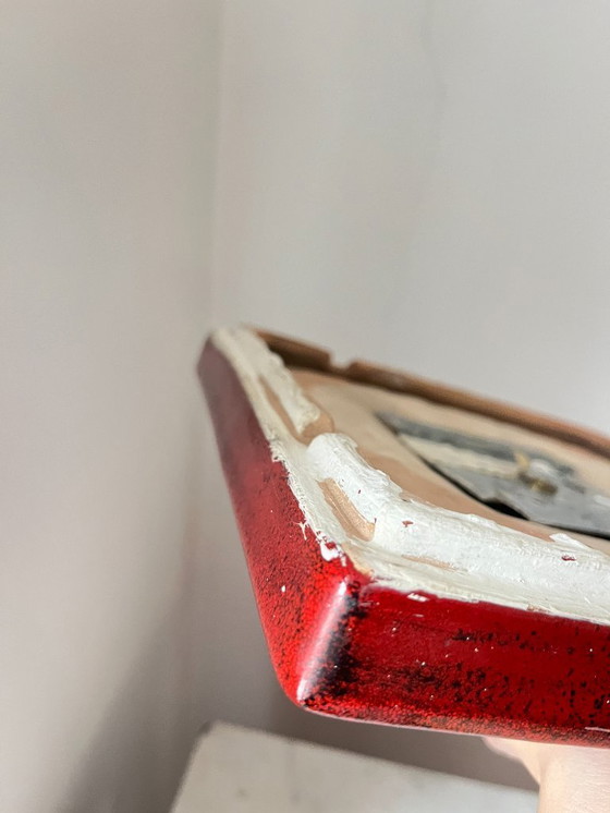 Image 1 of Vintage Square Red Ceramic Fat Lava Wall Lamp by Hustadt Leuchten, Germany, 1970s