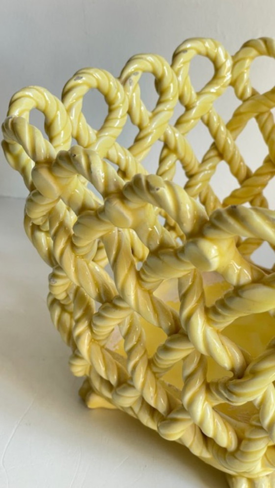 Image 1 of Vintage Woven Earthenware Plant Pot