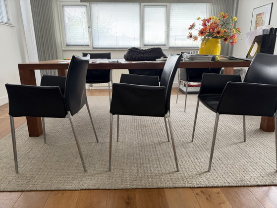 6x Zanotti Lia eetkamerstoelen met armleuning zwart – Zanotta, Leather, Metal (photo 6 of 15)