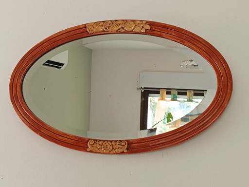 Vintage oval mirror with beveled glass