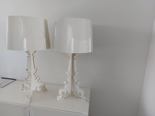 Lampadaire Kartel blanc, intérieur or