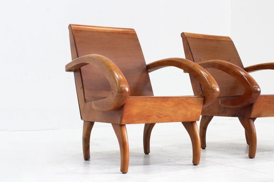 Image 1 of Set di poltrone in legno vintage della metà del secolo scorso