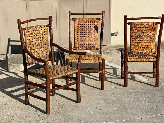 Image 1 of Set van 10 stoelen en 2 fauteuils, Old Hickory, 1960