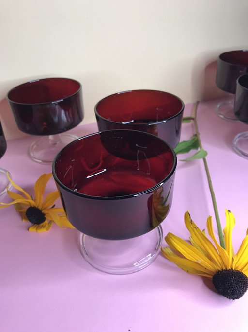 6 Luminarc Cavalier champagneglazen/dessertglazen/mid-century – glazen karaffen, Glass (photo 2 of 5)