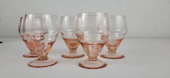 5 calici da vino in vetro rosa – Bicchieri e caraffe, Crystal, Glass, Art Deco (photo 3 of 6)