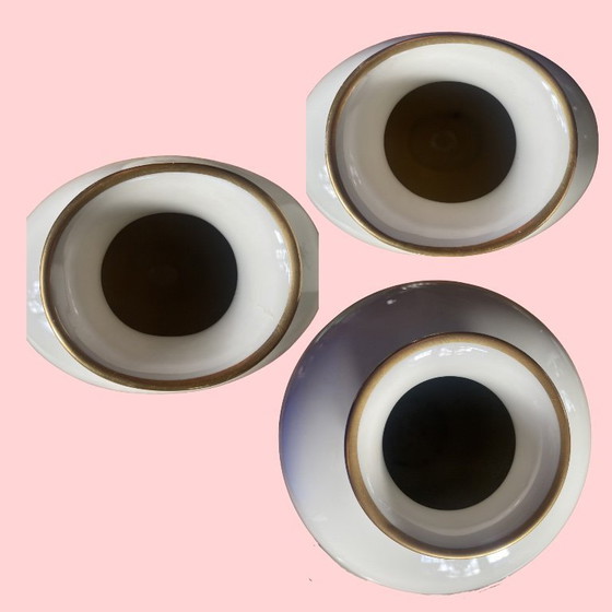 Image 1 of Mid-Century Heinrich Germany "Parforce" Fox Hunting Vase Set - 3 Pieces