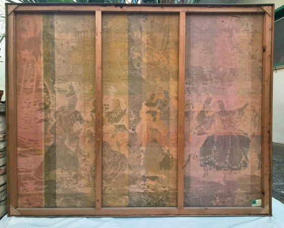 Image 1 of Grande tapisserie vintage Jules Pansu - Scène galante rococo