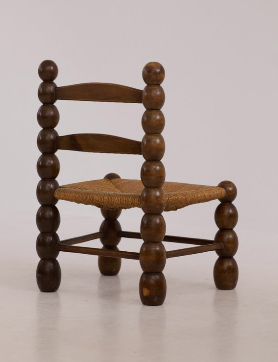 Image 1 of Low chair in solid wood (oak), vintage Dlg Dudouyt, circa 1960