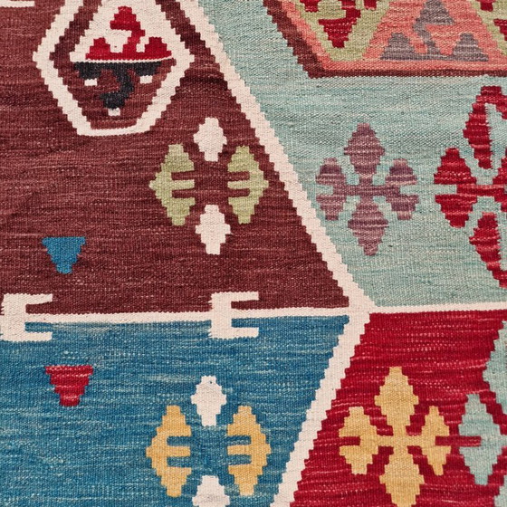 Maimana Kilim Tapijt | Turkse Stijl Handgeweven Vlakweefsel | Wollen Vloerkleed | Handgemaakt Tapijt | 80 × (photo 10 of 12)