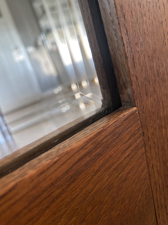 Image 1 of Espejo de la Escuela de Ámsterdam, estilo Art Déco, madera maciza. 76x70