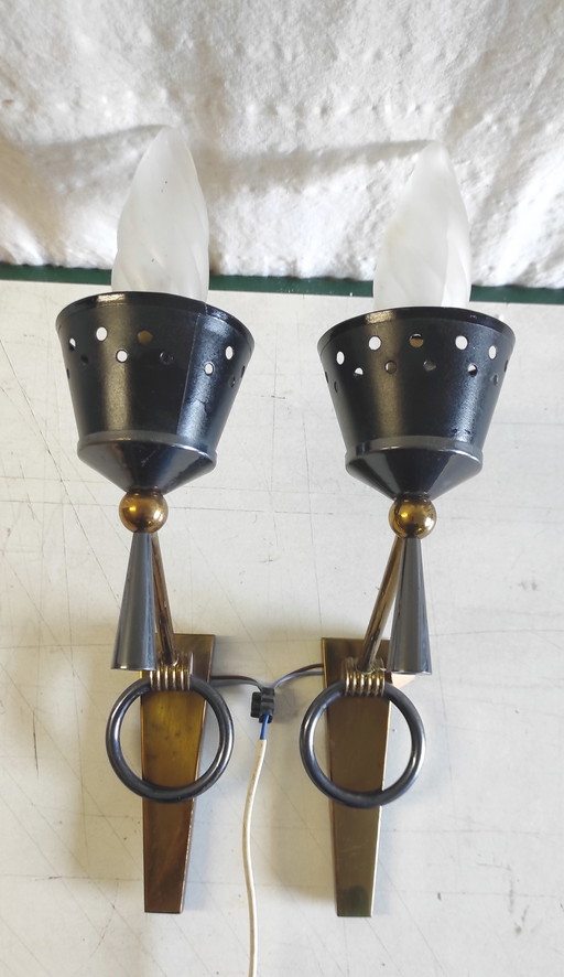 Applique da parete Lunel House in bronzo lucidato e verniciato - anni '50