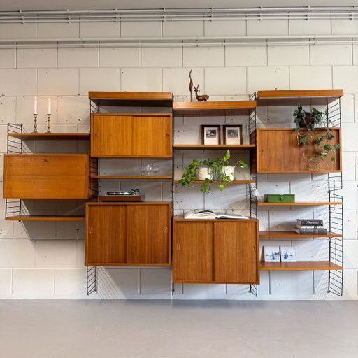 Système mural vintage « L'étagère échelle » Nisse String – wandrek, Wood, Metal