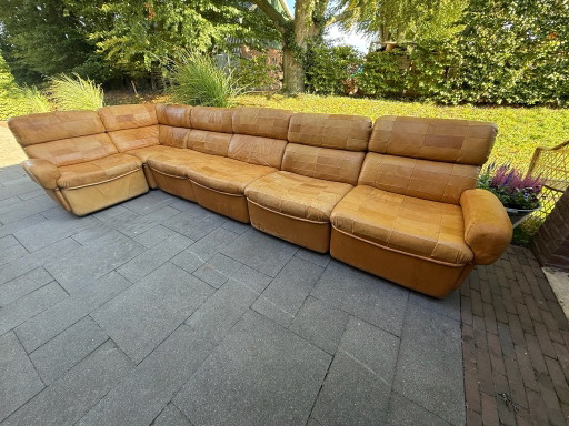 6-teiliges modulares Vintage-Ledersofa